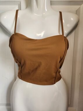 JoyLab Tan Cropped Cami with Adjustable Straps
